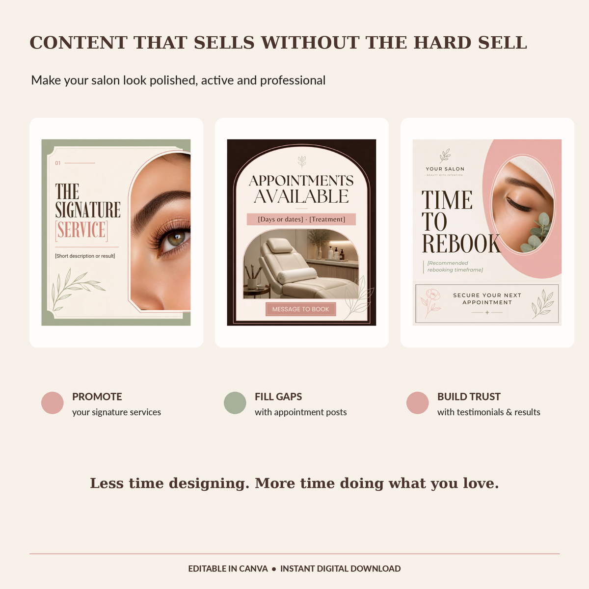 Beauty Salon Social Media Templates | 100 Content Ideas & 48 Canva Instagram Templates | Salon Marketing Digital Download