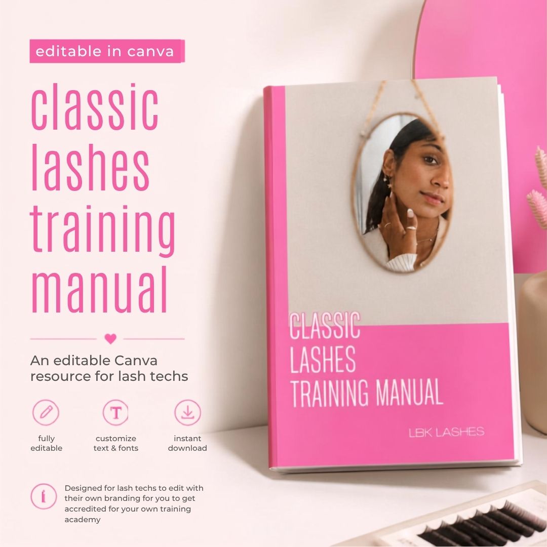 Classic Lash Extension Training Manual | Editable Canva Template + PDF | Lash Tech Course Guide | Digital Download