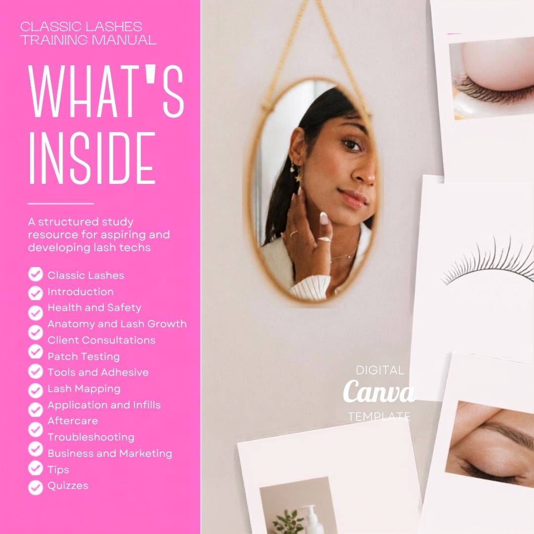 Classic Lash Extension Training Manual | Editable Canva Template + PDF | Lash Tech Course Guide | Digital Download