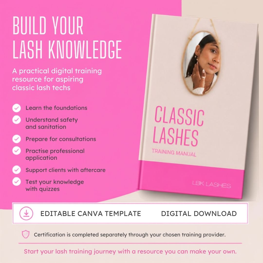 Classic Lash Extension Training Manual | Editable Canva Template + PDF | Lash Tech Course Guide | Digital Download